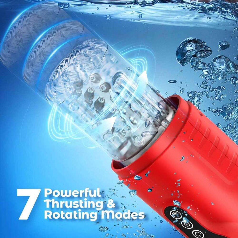 Automatic men's cup adult toy - sex toy pocket cat hands-free massager 3D realistic sleeve men's vibrator with 7 thrust rotation and vibrati