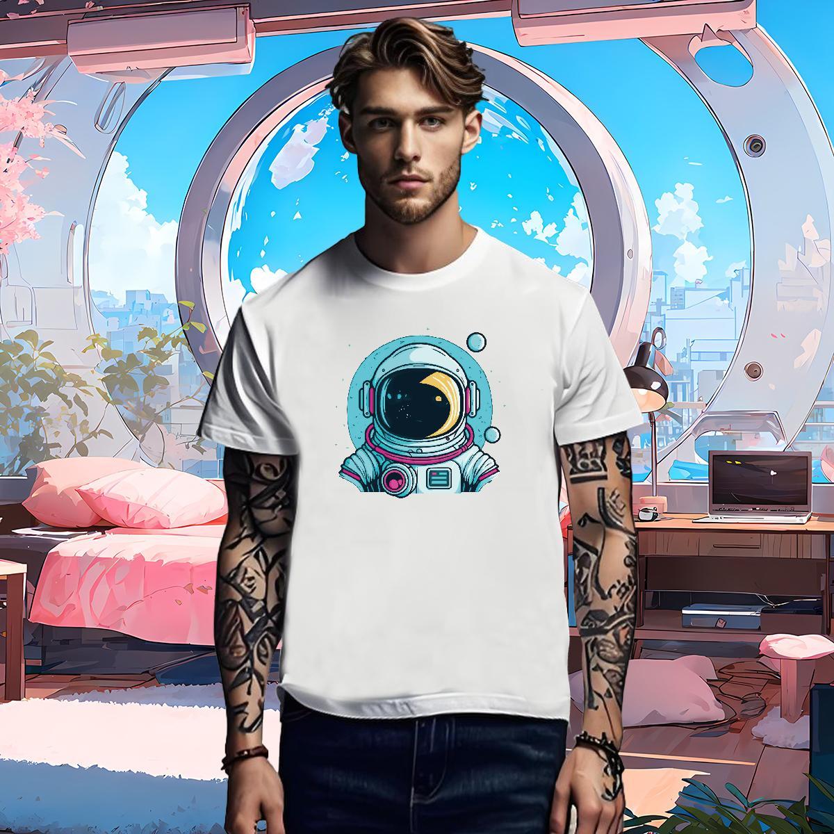 T-Shirts 230g Pure Cotton cosmonaut Street wear Hip Hop Breathable Crew Neck Custom Cartoon Tshirt for Man Woman 2024 TOP Quality Wear