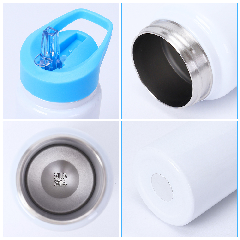 New Products!! 14oz Double Wall Stainless Steel Sublimation Vacuum Insulated Bottle With Colorful Straw Lids 420ml Sport Water Bottles