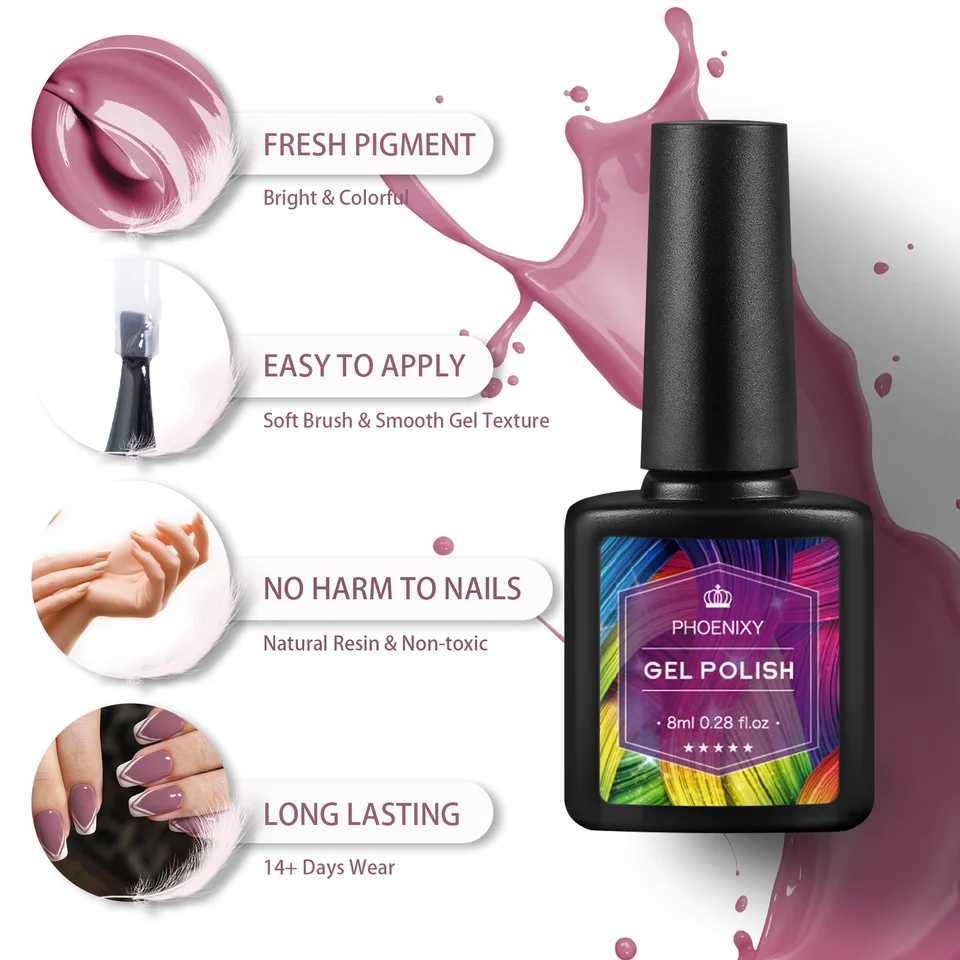 PHOENIXY 162 Colors 8ML Gel Nail Polish Hybrid UV Gel Varnish Semi Permanent Nail Art Design Soak Off LED UV Gel Nail VarnishesM240814