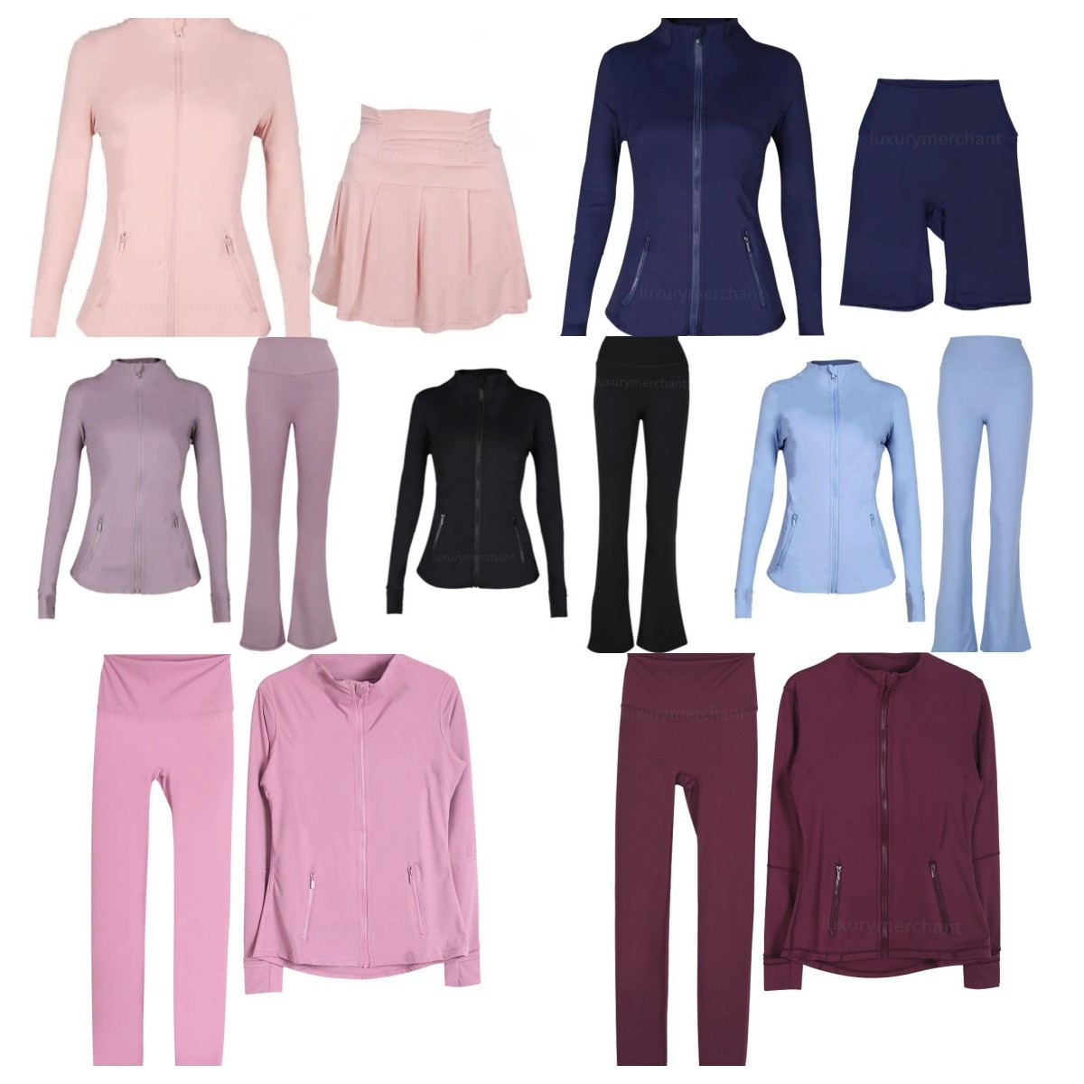 2PCS Women Yoga Two Piece Sets Suit Fitness Jackeg and Leggings High Waist Sports Jackets Zip Up Coat Elastic Sportswear Gym Suits Workout Tracksuits