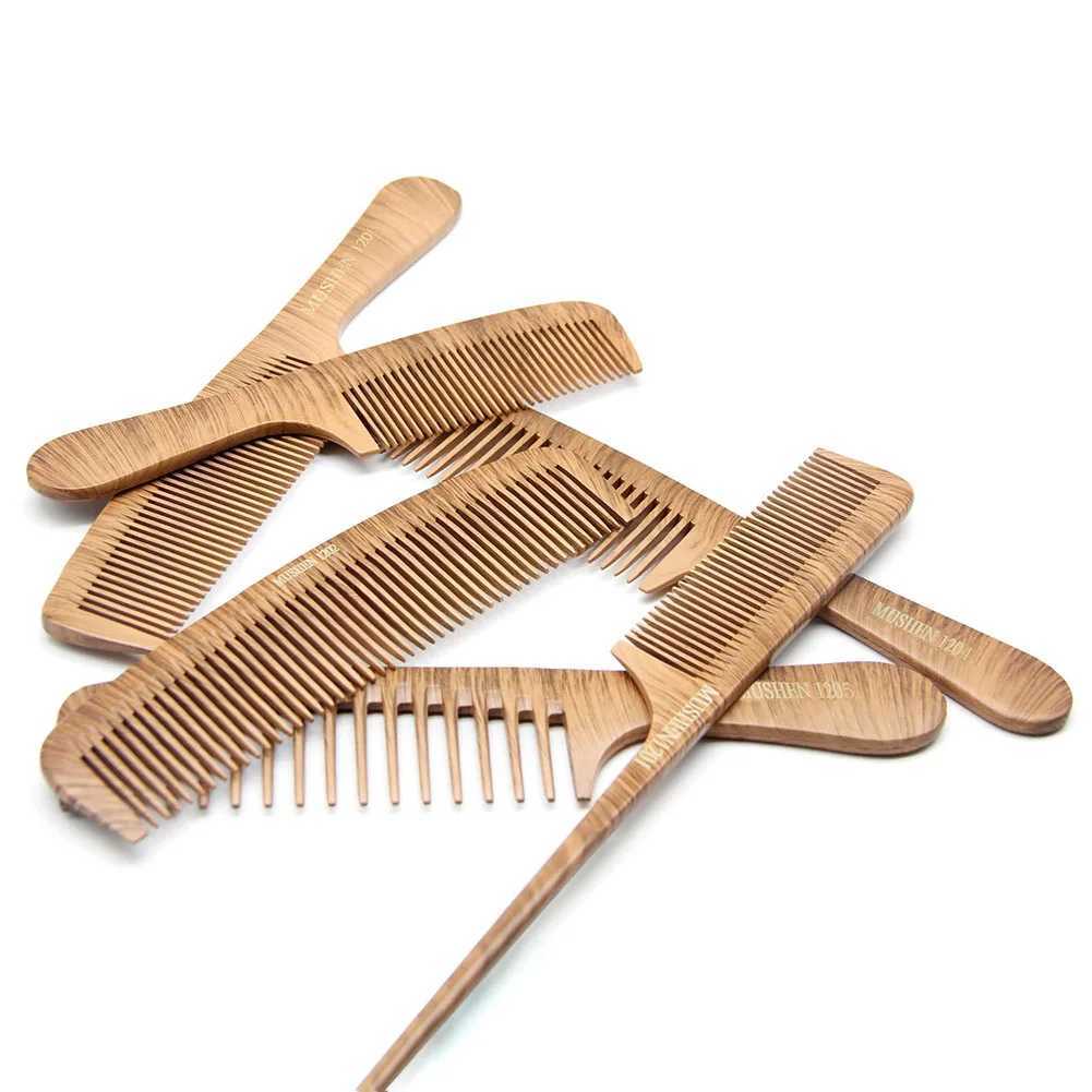 Natural pearl wood wide tooth hair comb leather hair massage wood comb keratinization anti-static brush for hair care tools W240813