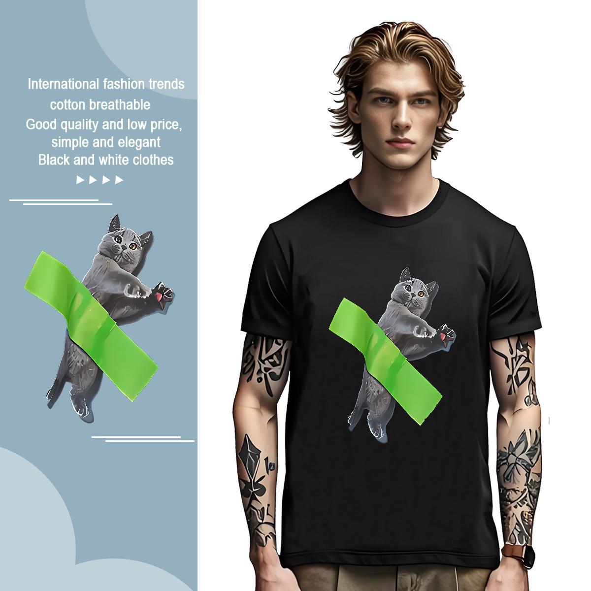 Designer T Shirt For Man cat Pure Cotton Casual Plus Size Custom 230g Pure Cotton Men Tees 2024 Designer Top Tees