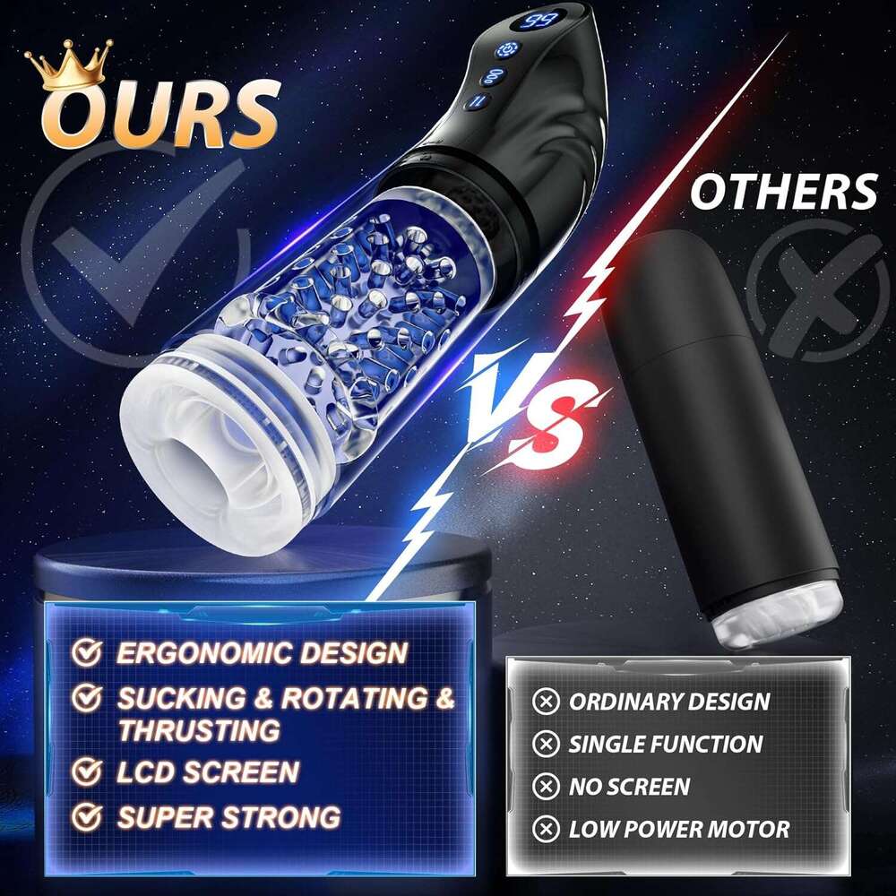 Daralb automatic suction male sex toy, LCD display screen with 9 thrust rotating suction male sex toy electric pump meat lamp pocket cat massager adul