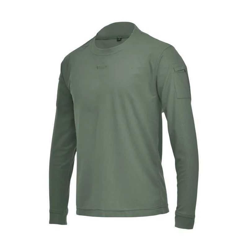 Casual Mens Long Sleeve Combat Tops Round Neck Solid Color Slim Fit Tactical T-Shirts Outdoor Athletic Tops Streetwear OutfitsM240814