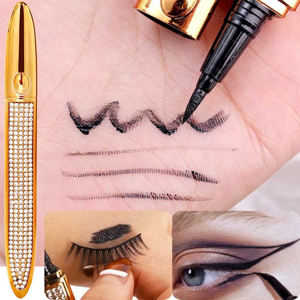 2 In 1 Self Adhesive Eyelashes Eyeliner Pencil Long Lasting No Glue Non Magnetic Quick Drying Eyelashes Sticking Eye Liner Pen Y240813