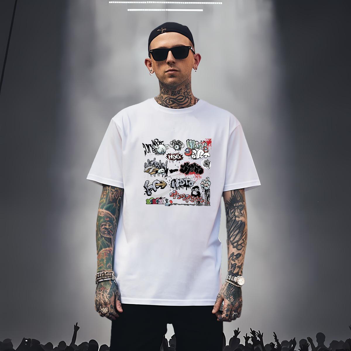 Men T Shirts 100% Cotton 230g Colorful Hip Hop Street Breathable Short Sleeve Plus Size Cartoon Tshirt for Man Woman 2024 DIY Comfortable Clothings