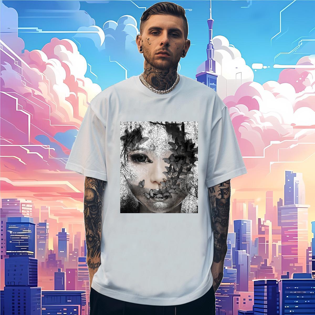 Men T Shirts 230g Pure Cotton flower Casual Beach Breathable Short Sleeve Graphic Men Tees 2024 DIY Unisex Tshirts