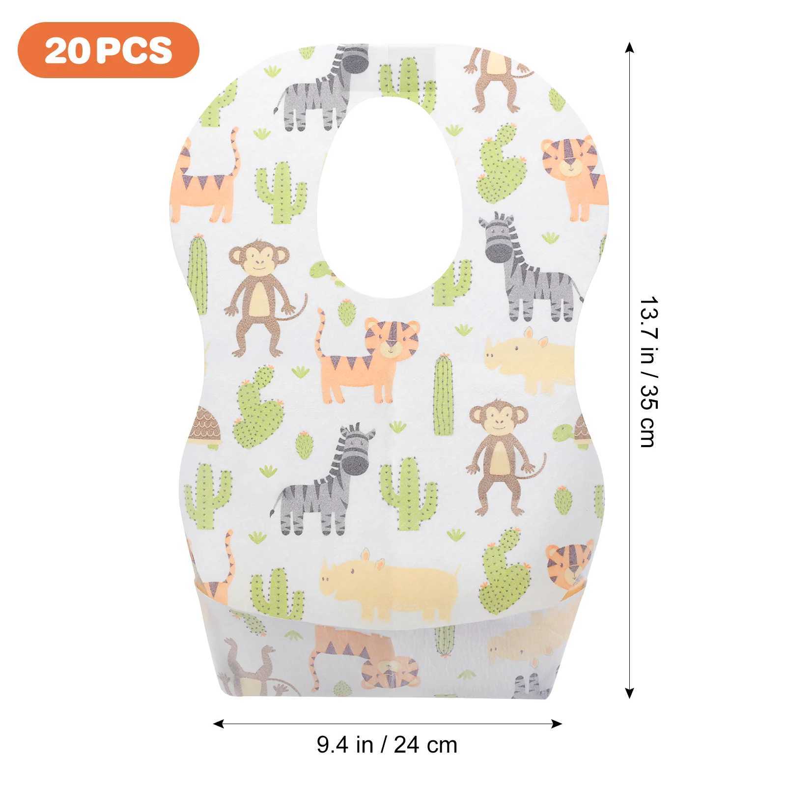 Bibs Burp Cloths 20pcs Disposable Waterproof Bib Adjustable Tape Dining Bibs for Baby Newborn Infant (Random Pattern)L4812