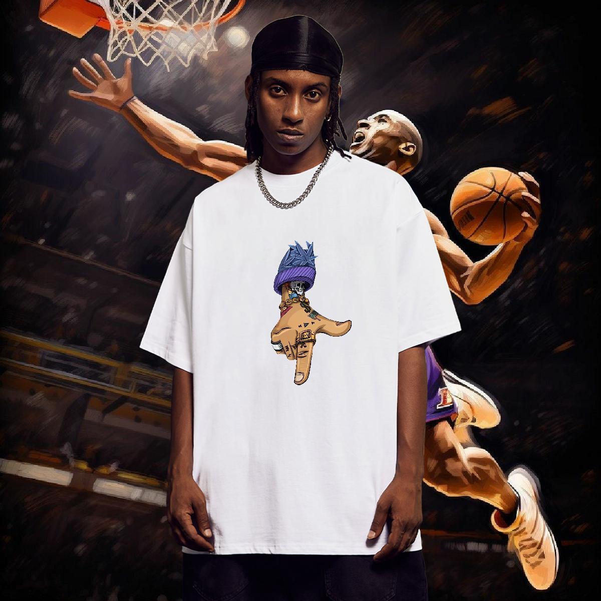 Mens T Shirts 230g Cotton hands Anime Printing Street Breathable Crew Neck Oversized 3XL 4XL Men Clothes T-Shirt 2024 Summer Comfortable Top Tees