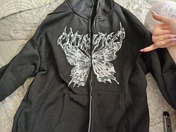 Loose 90s Long Sleeved Women Zipper Sweatshirt Y2K Hip Hop Style Punk Gothic Zip Hoodie Female Plus Size Jacket Coast