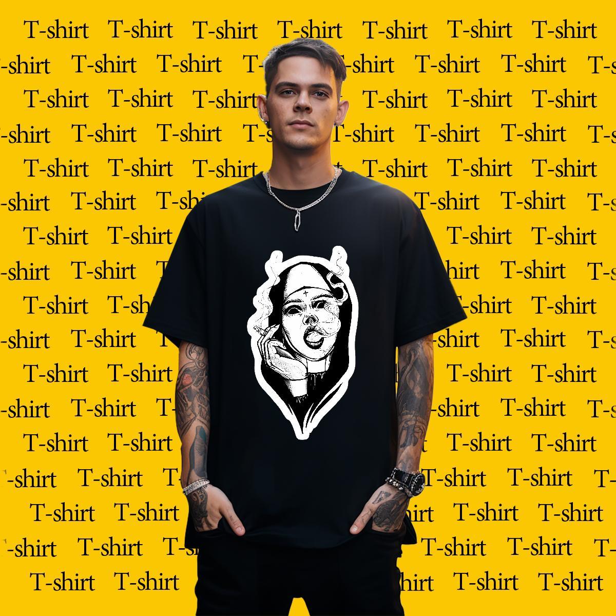 T shirt 230g 100% Cotton nun High Street Hip Hop Crew Neck Custom Cartoon Men Clothes T-Shirt Fashion New TOP Quality Wear