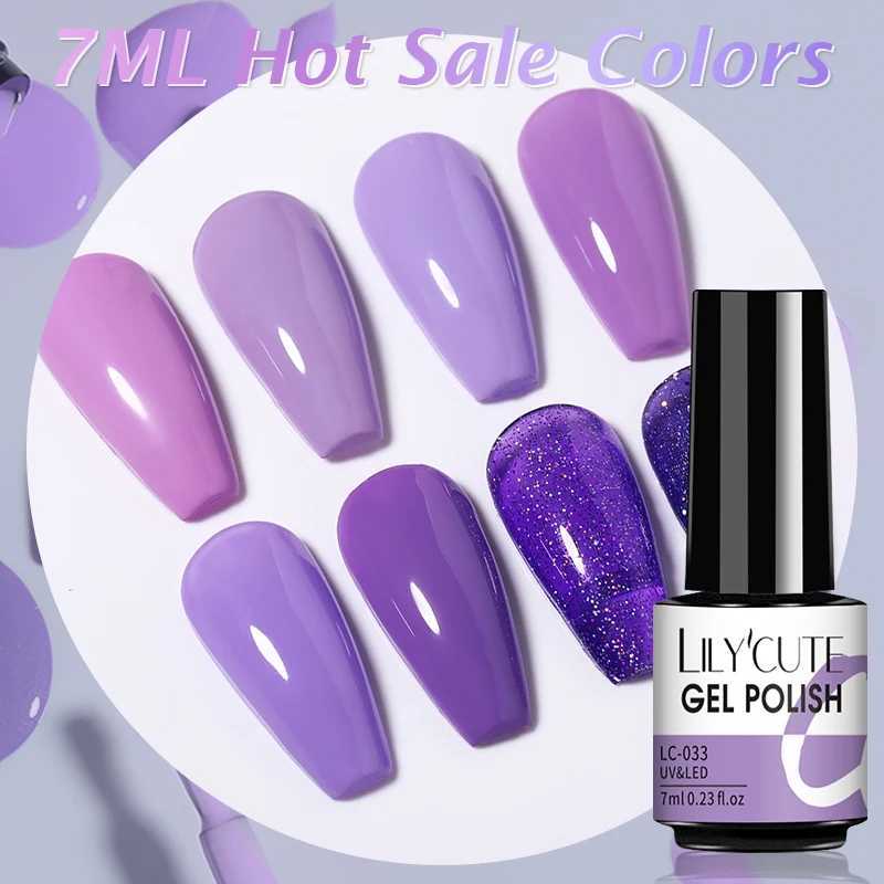 LILYCUTE Nail Gel Polish UV Semi Permanent Ice Purple Serise Nail Art All For Manicure LED Gel Base Top Coat Gel Varnish PolishM240814