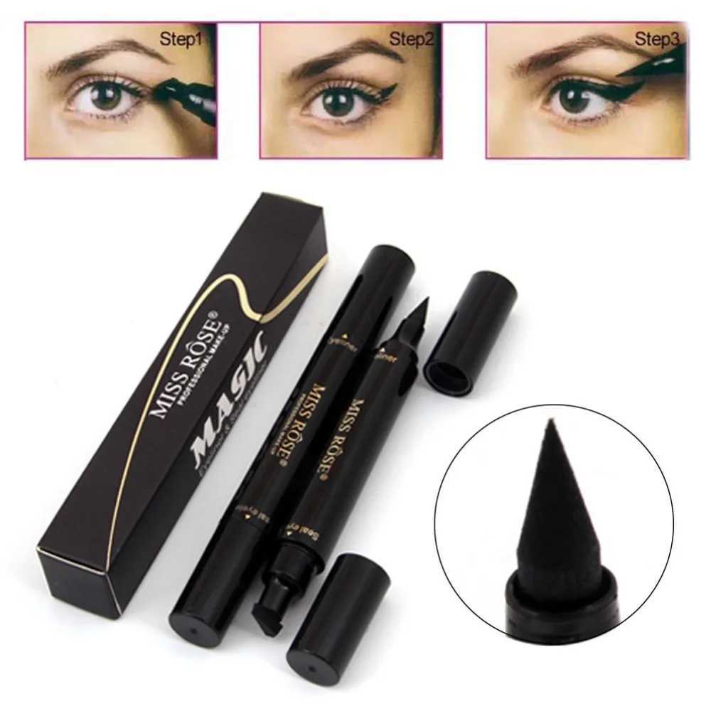 Miss Rose Brand Makeup Liquid Eyeliner Pencil Quick Dry Waterproof Eye Liner Black Color With Eye Wing Stamp Eye Pencil #250047 Y240813