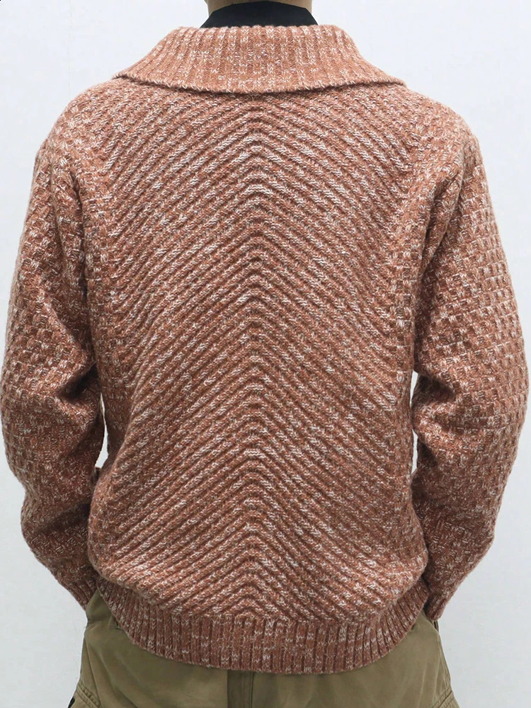 2024 Fall Winter Warm Thick Knit Jackets Men Vintage Buttonup Turndown Collar Sweater Jacket Casual Mens Knitting Sweatercoat 240809