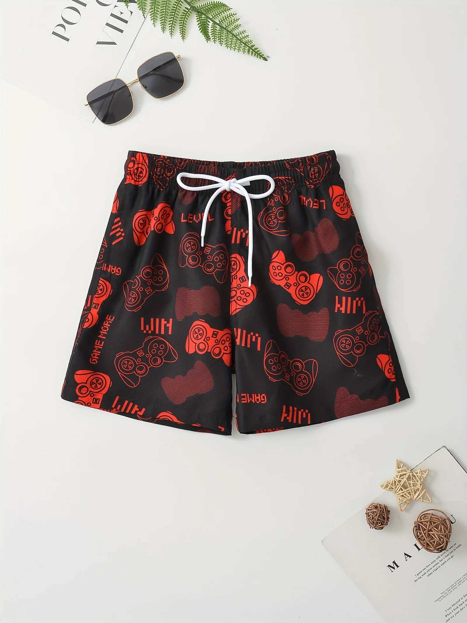 Childrens game console 3D printed boys shorts casual clothing boys swimming trunks cartoon summer childrens beach shorts W240813