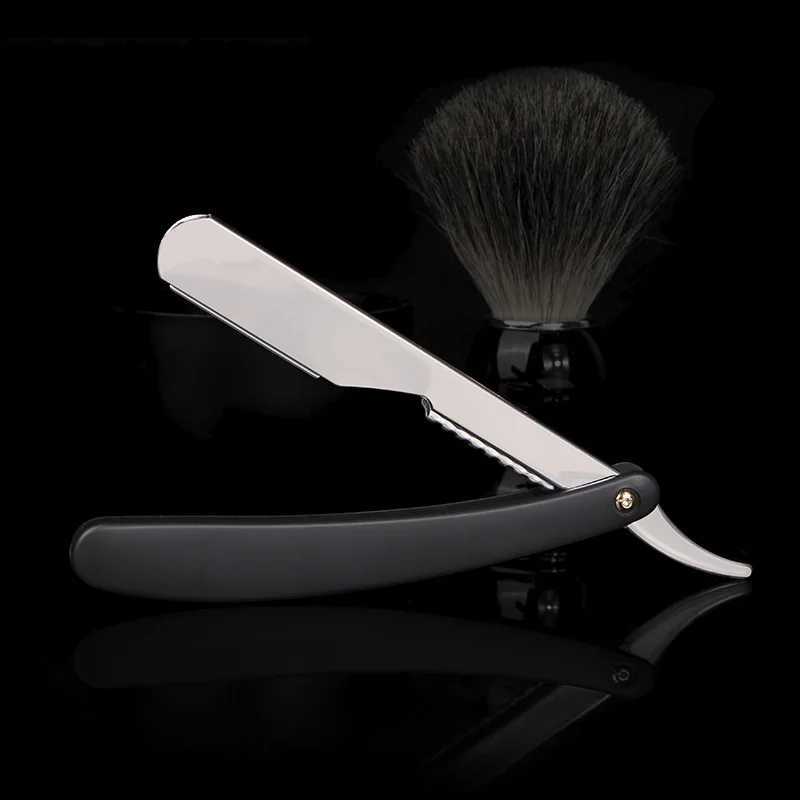 New Beard Trimmer Stainless Steel Straight Edge Razor ABS Handle Mens Manual Folding Shaver Barber Shop Shaving Tools Y1024M240814