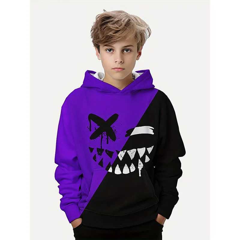 Kids Smiling 3D Print Hoodies Boys Clothes Casual Pullover Boy Hooded Long Sleeve Sweatshirt For Children Spring Fall Kids TopsY240814