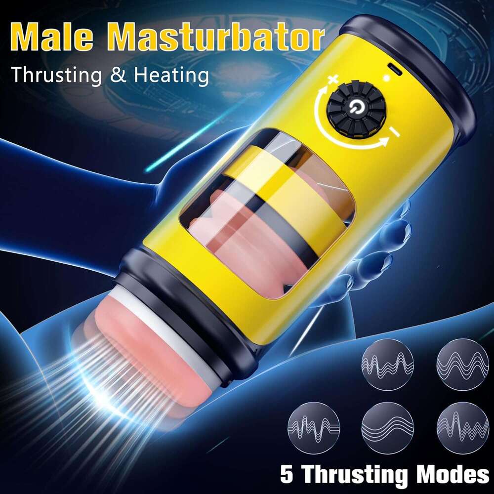 Automatic male sexual toy - Male sexual toy male hands-free device, heated adult toy male pump, 3D textured pocket with 5 thrust modes