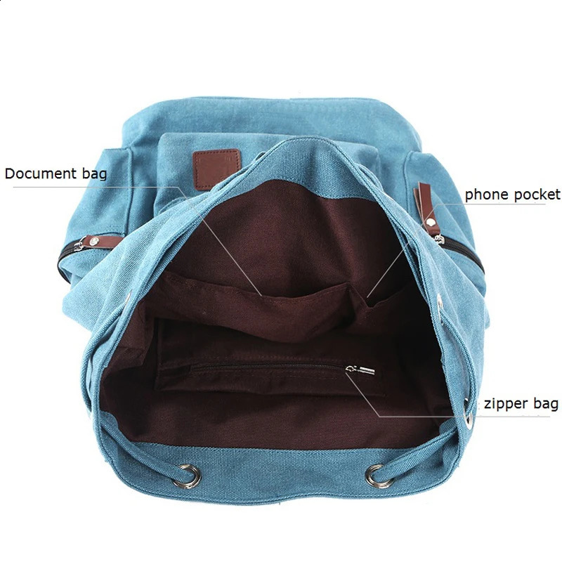 Men Casual Canvas Large Capacity Practical Backpack Casual Travel Bagpack School Bags Black Brown Green WL22 240813