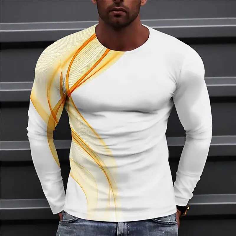 Spring and Autumn Thin Round Neck Long-sleeved T-shirt Slim Fit Casual Long-sleeved T-shirt Top Fashion All-match Mens T-shirtM240814