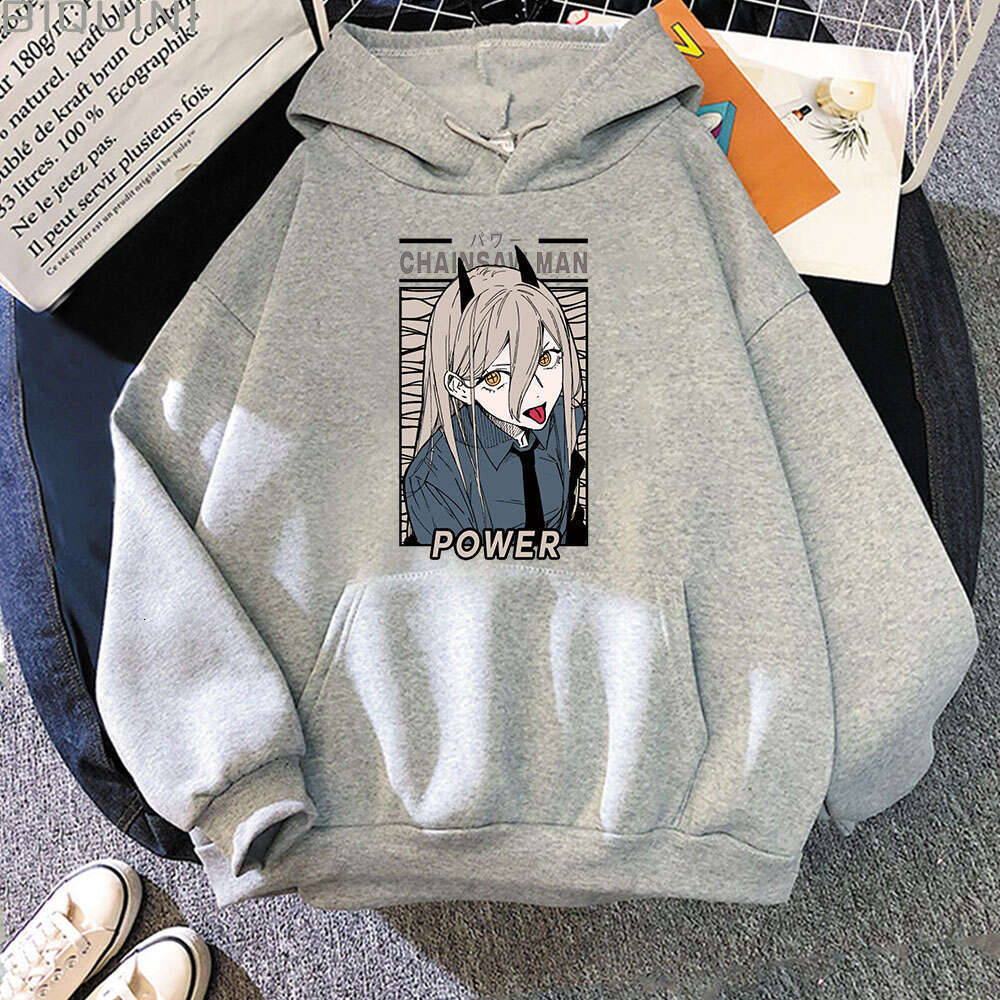 Chainsaw Anime Man Power Kawaii Print Plus Size Hoodie Women Sweatshirts Haruku Autumn Winter Warm Female Sweatwear Clothing
