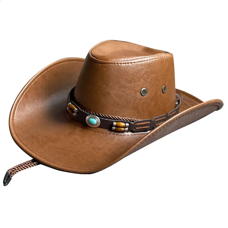 Artificial Leather Western Womens Cowboy Hat Outdoor Mens Sunscreen Hat Retro Mens Dress Hat Panama Cowboy Hat Jazz Hat 240808