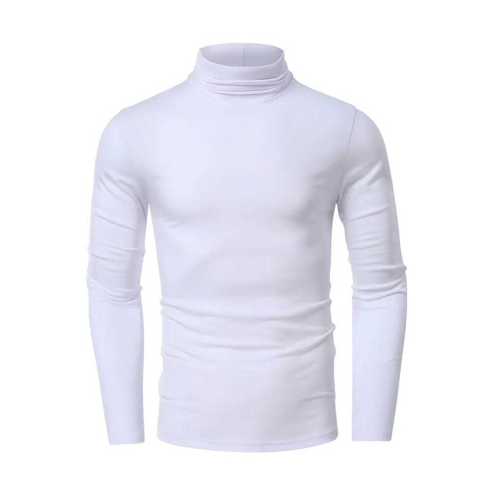 Men s Basic Turtleneck Long Sleeve T-Shirts Fleece Knitted Casual Pullover Sweater TopsM240814