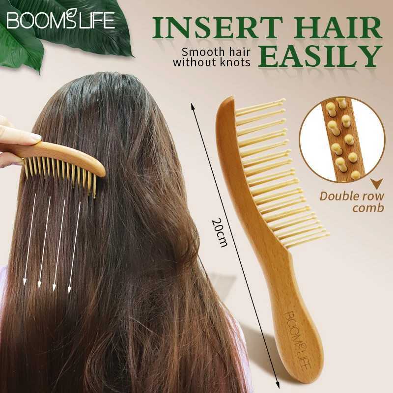 Wide toothed hair comb anti-static wooden comb used for hair styling chamfering hair brush female scalp massage brush used for hair care W240813