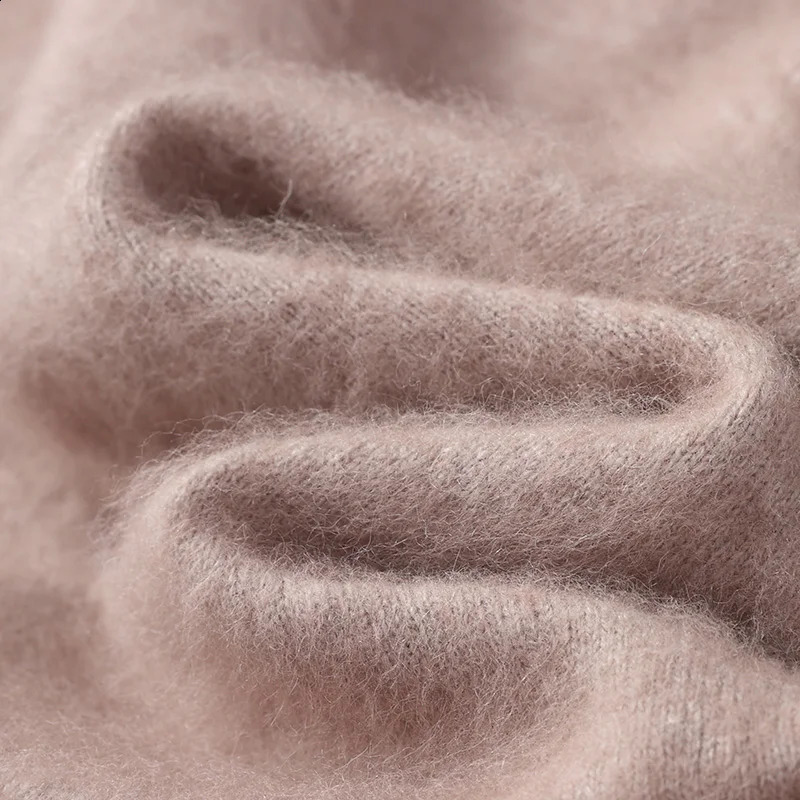 100% Pure Mink Cashmere Mens Sweater O-Neck Pullovers Knit Sweater Autumn and Winter Long Sleeve High-End Jumpers Mink Tops 240821