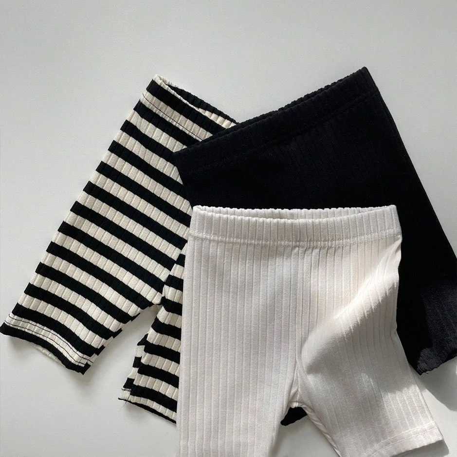 Childrens ribbed cotton girls organic outer pants cycling shorts W240813