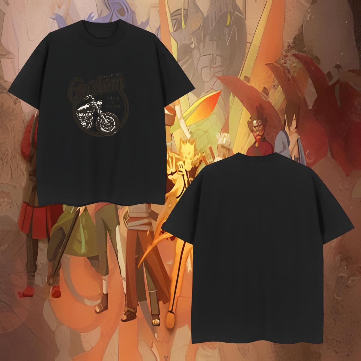 Soft Motorcycle T shirt High Street Hip Hop Tshirts 230g Cotton Wholesale Breathable Short Sleeve Black Oversized Tees Shirts