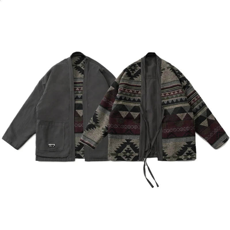 Interior exterior wearable jackets spring and autumn jackets mens clothing Japanese streetwear vintage loose kimono cardigans cargo jackets 240814
