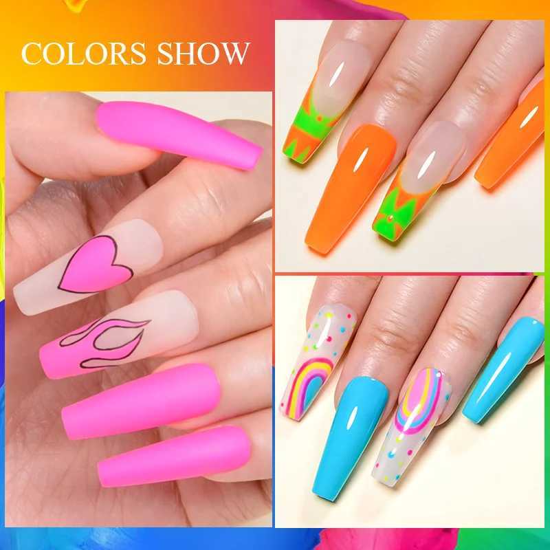 MEET ACROSS 7ml Pink Purple Neon Luminous Gel Nail Polish Fluorescent Glow-in-dark Soak Off UV Gel Nail Art Varnish For ManicureM240814