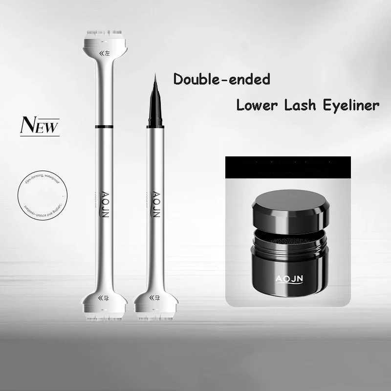 Eyeliner Pen 2 in 1 Lower Eyelash Stamp Tool Fast Dry Black Brown Waterproof Liquid Eyeliner Pen No Smudging Natural Makeup Set Y240813