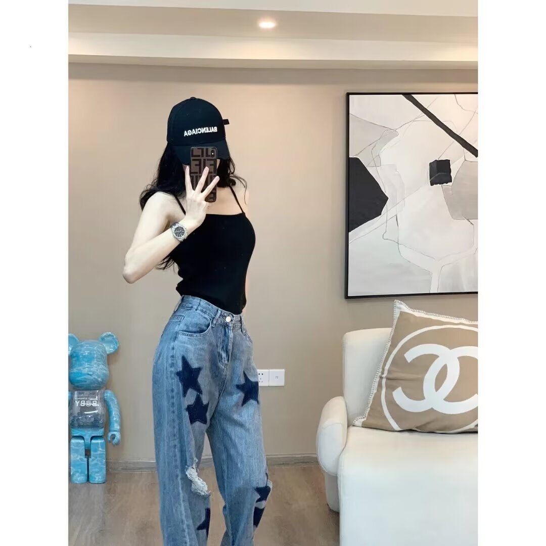2024 autumn and winter new women's designer straight tube loose fit high waist slim fit wide leg floor pants 663