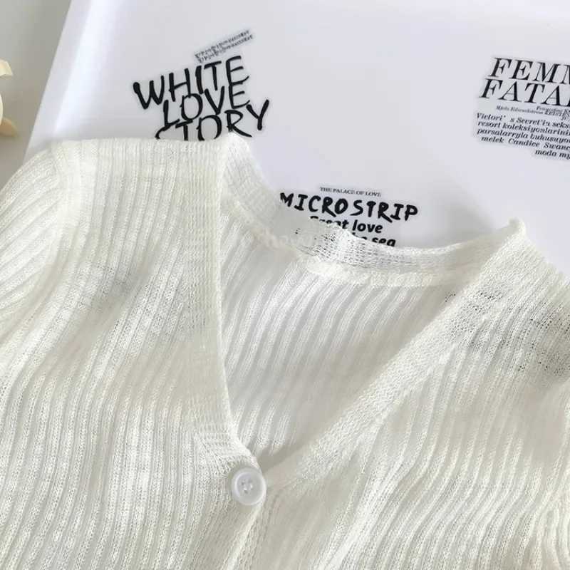 2024 Summer Childrens Clothing Baby Girls Open Knitted Woolen Sweater Cute Macaron Knitted Sunscreen Jacket Ultra Thin Breathable 1-10y W240813