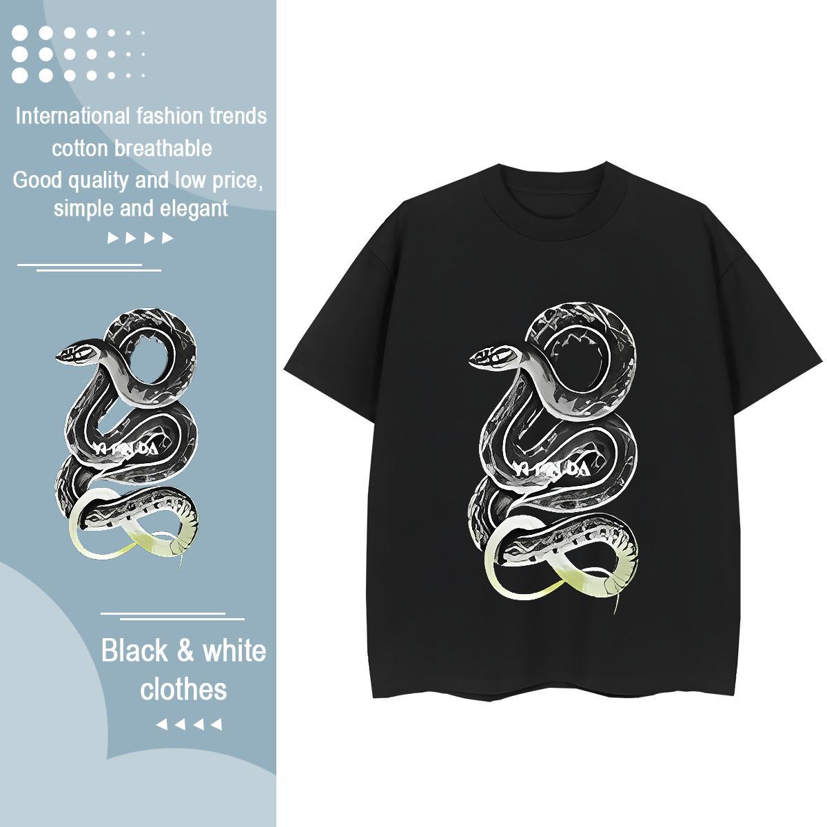 Soft T shirt snake Breathable Soft High Street Hip Hop Custom Printed 230g 100% Cotton Tshirt for Man Woman Designer Fashion Tshirts