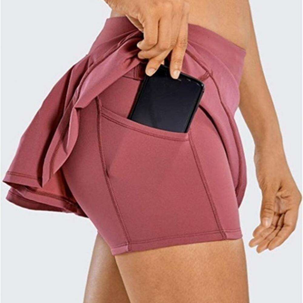 Sports Women Short 2 in 1 Yoga Shorts Side Fork Fiess Running Tennis Badminton Anti Exposure Skirt Gym Sportswear s Runng Badmton wear