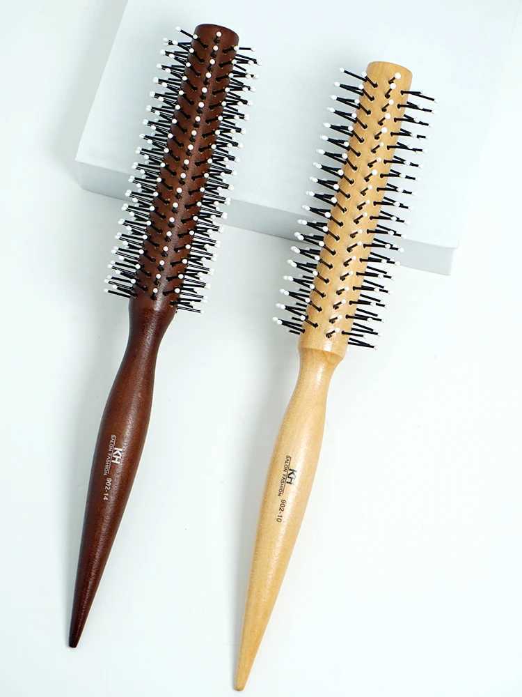 3 sizes of wooden bristle brushes circular brushes barber styling tools anti-static brushes curling brushes professional hair brushes W240813