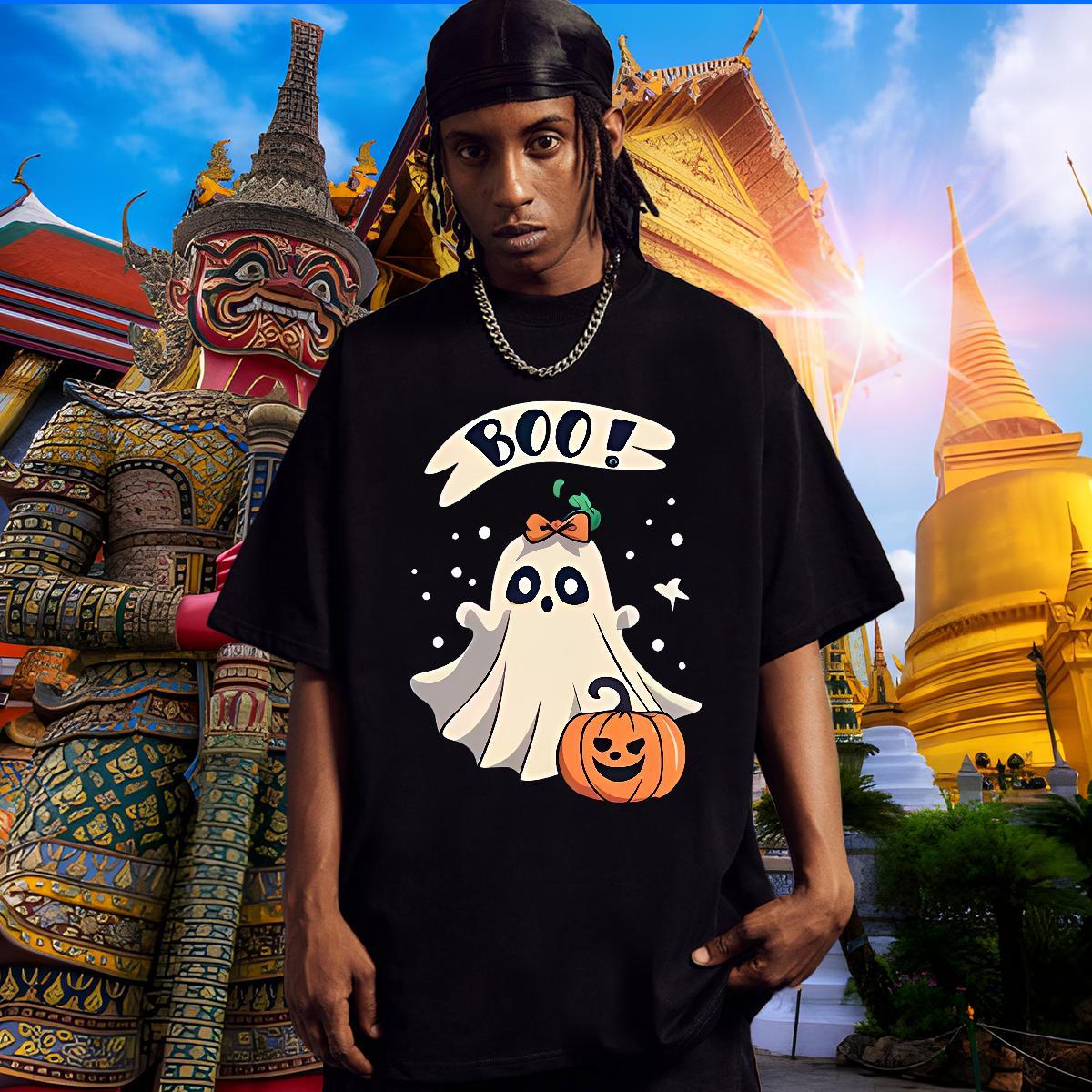 Classic T Shirts Men pumpkin Breathable Short Sleeve Street Wear Plus Size Cartoon 230g Cotton Couples T Shirts DIY Customized Tee Shirt