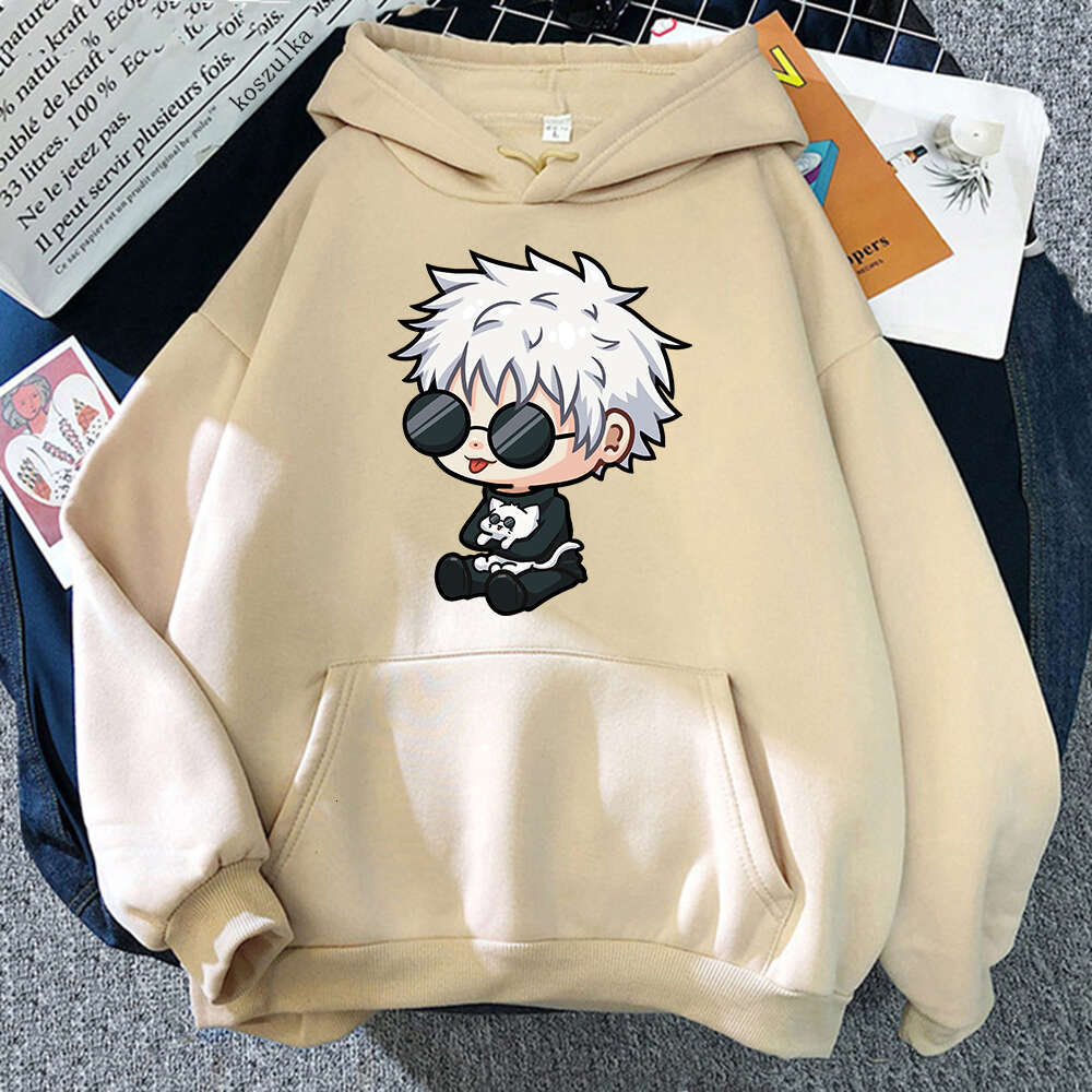 Jujutsu Anime Kaisen Satoru Gojo Cute Cartoon Graphic Printed Hooded Plus Size Hoodie Men Women Sweatshirts Unisex Streetwear