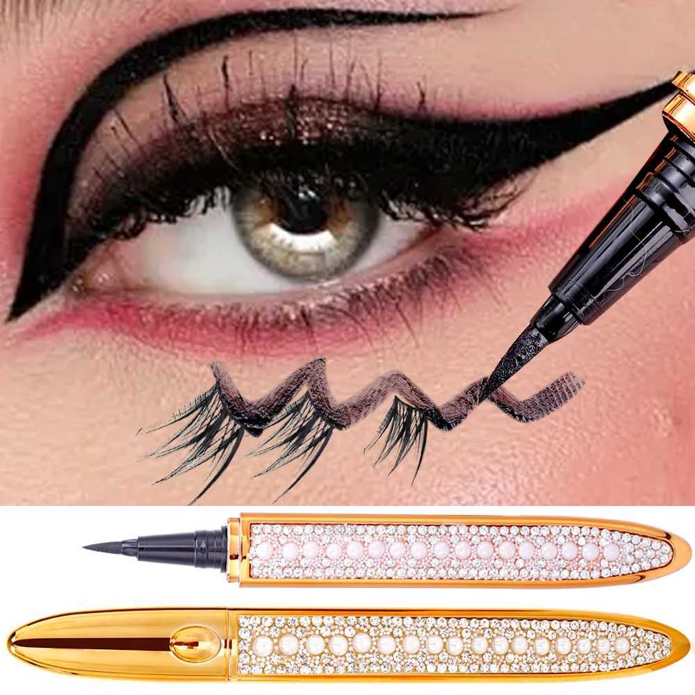 2 In 1 Self Adhesive Eyelashes Eyeliner Pencil Long Lasting No Glue Non Magnetic Quick Drying Eyelashes Sticking Eye Liner Pen Y240813