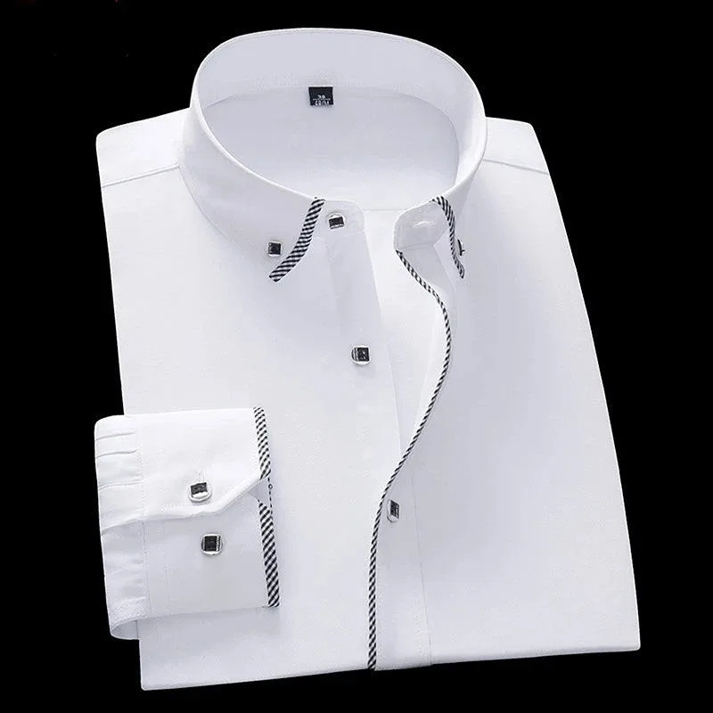 White Shirt for Men Long Sleeves Office Business Button-down Dress Shirts Casual Male Korean Fashion Slim Fit 5XL 6XL 7XL 8XL 240814