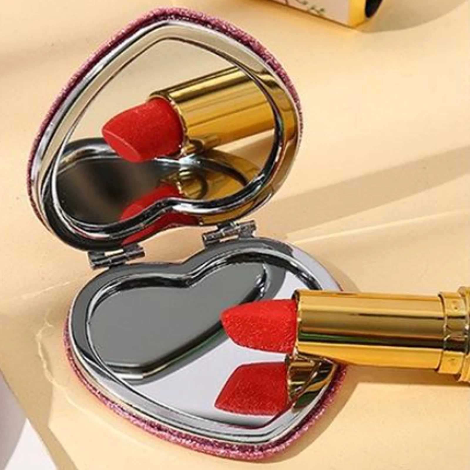 Portable double-sided folding makeup mirror with pericardium compact makeup mirror for women handheld makeup mirror for students W240813