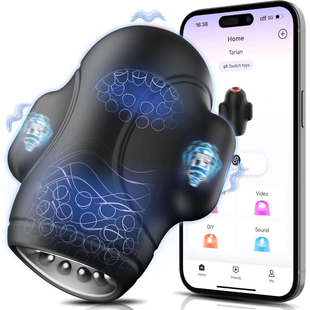 Vibiul Male Sex Toy -4-in-1 Male vibrator with 10 vibrations and 3 motors, male massager with app control, 360 ° wrapped adult sex toy for training an