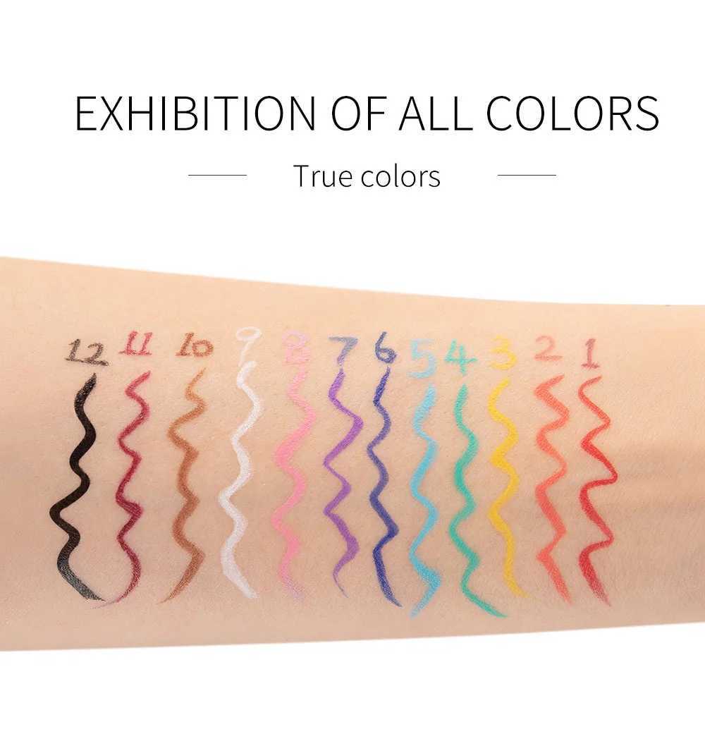 HANDAIYAN 12-Piece Set Matte Colored Eyeliner Pens - Quick-Drying Non-Smudging Liquid Eyeliner Pens Y240813