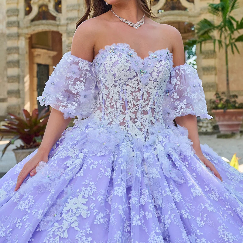 Lilac Quinceanera Dresses Lace Applique Tull Sweet 16 Years Birthday Dress Mexican Prom Gown 2025 Vestidos 15 De XV Anos