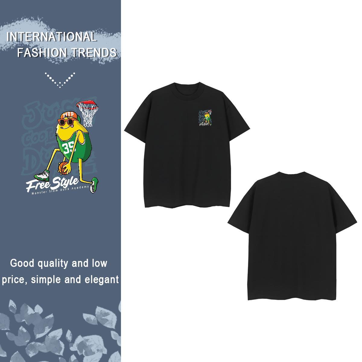 T Shirt For Man 230g Cotton America High Street Hip Hop Crew Neck Breathable Black White Men Tops Tees Customized Popular Clothes