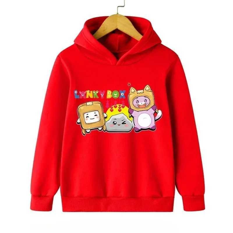 Lanky Box Print Hoodie Baby Boy Funny Cartoon Streetwear Stone Cats Print Kids Clothes Girls Long Sleeve Sweatshirt Box PulloverY240814